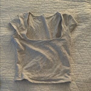 Garage Light Gray Square Neck Crop Top